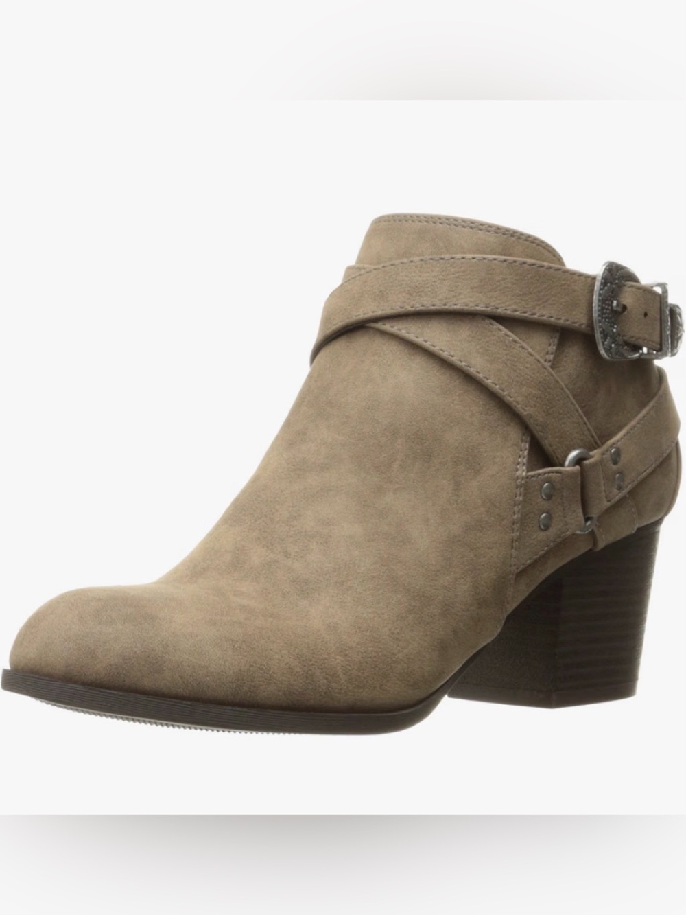 Women’s Tan Ankle Booties with Buckle Accent 7.5 Indigo